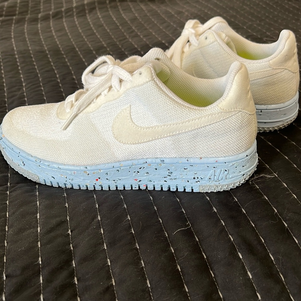 Nike Air Force 1 Low Crater Flyknit White Ice Blue Pure Platinum